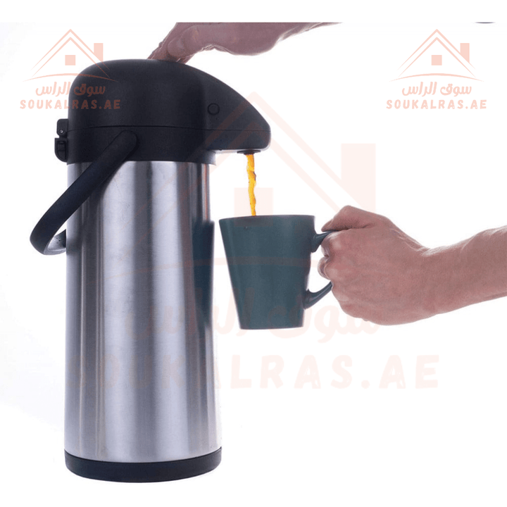 4 Liters Stainless Steel Airpot Flask for Tea and Coffee | Pump Pour System - Dallah - Souk Al RasVacuum Flasks and Thermos