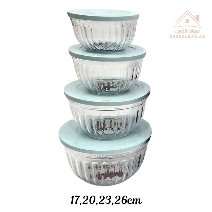 4 - Piece Food Storage Bowl Set with Lids | Multipurpose Salad & Mixing Bowls | Airtight Plastic Containers - Souk Al Ras