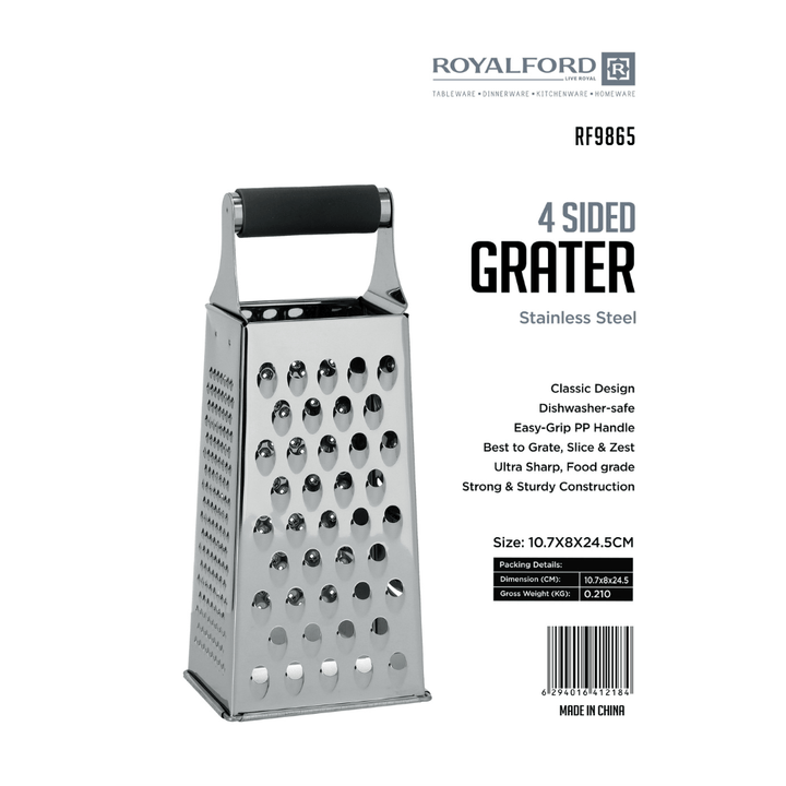 4 - Sided Grater, Stainless Steel Slicer 25cm|4 - in - 1 Multifunction Design - Souk Al RasCooking Utensils