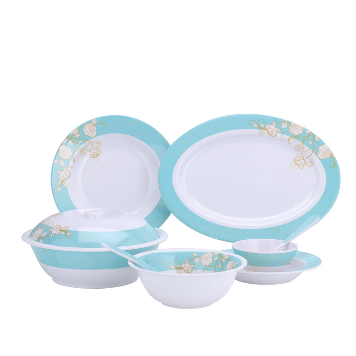 Elegant 40-Piece Melamine Dinner Set - Service for 6 | Chip Resistant, Dishwasher-Safe