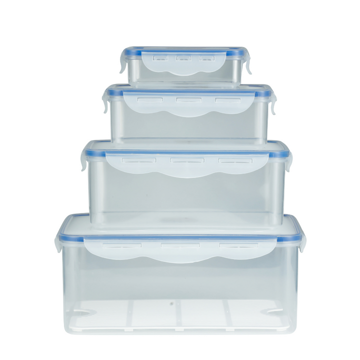 4Pcs Food Storage Container - Reusable & Airtight with Snap Locking Lid