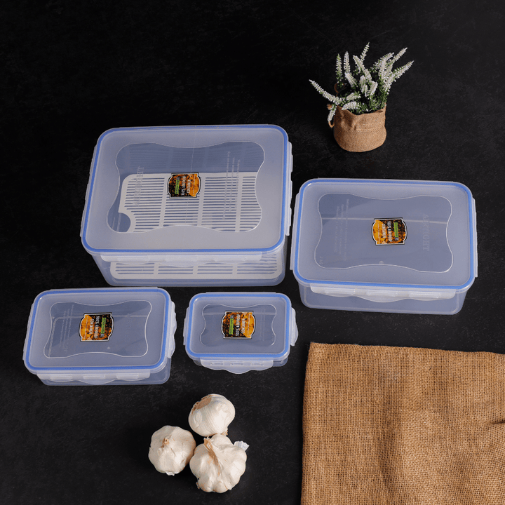 4Pcs Food Storage Container - Reusable & Airtight with Snap Locking Lid - Souk Al RasKitchen Accessories