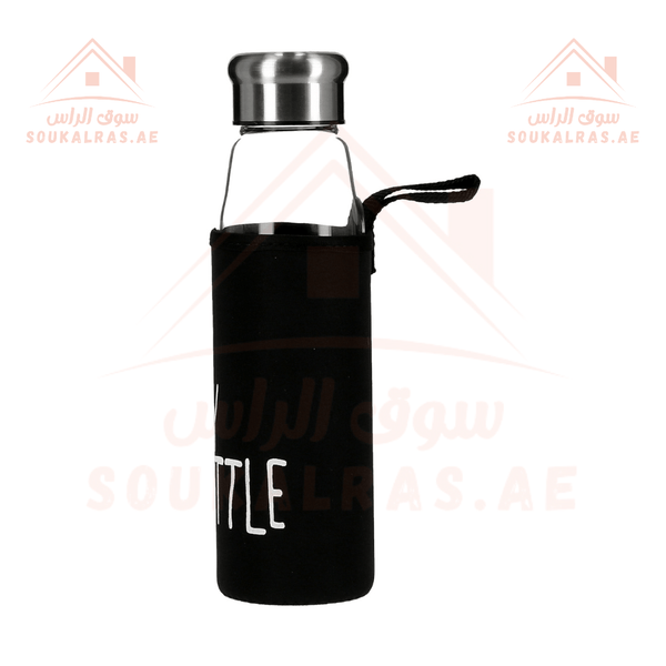 550ml Glass Water Bottle with Neoprene Sleeve & Steel Cap - Souk Al RasWater Bottles