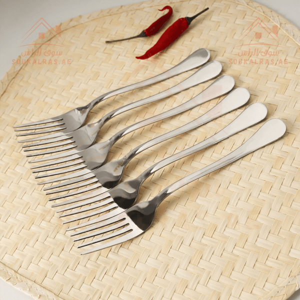 6 - Piece Stainless Steel Dinner Fork Set | Mirror Polished & Durable - Souk Al RasCutlery & Flatware