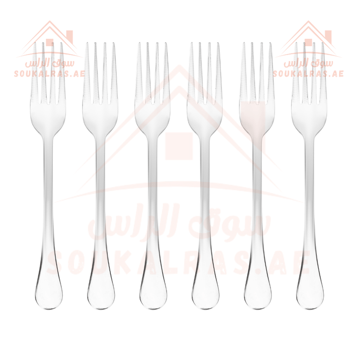 6 - Piece Stainless Steel Dinner Fork Set | Mirror Polished & Durable - Souk Al RasCutlery & Flatware