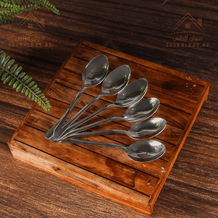 6 - Piece Stainless Steel Dinner Spoon Set | Mirror Polished & Dishwasher Safe - Souk Al RasCutlery & Flatware