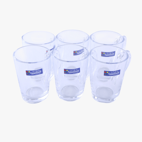 6 Pieces Glass Cup, 150 ml - Transparent Glass Cups - Souk Al RasDrinkware