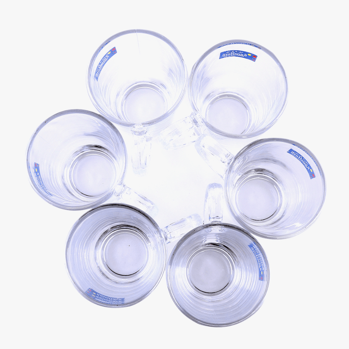 6 Pieces Glass Cup, 150 ml - Transparent Glass Cups - Souk Al RasDrinkware