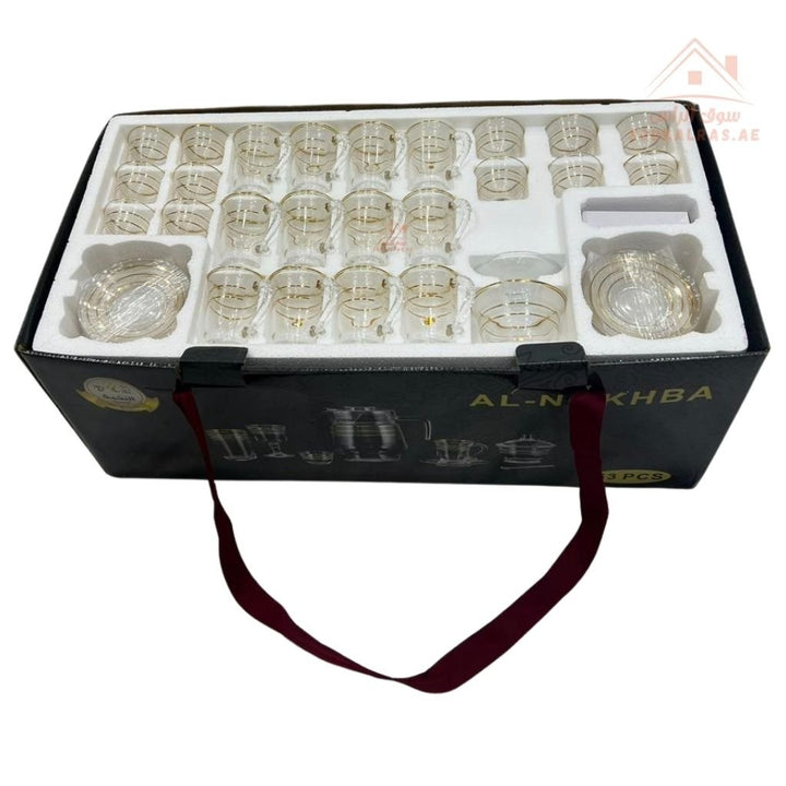 63 PCS Premium Glass Drinkware Serving Set with Jug & Cups | Elegant 63 - Piece Style | Perfect for Home, Majlis & Guests - Souk Al Ras
