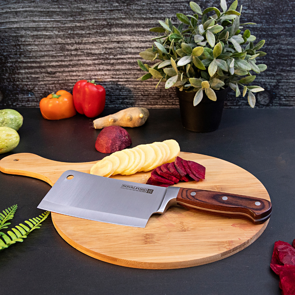 6 Cleaver Knife With Wooden Handle - Razor Sharp Meat Cleaver Stainless Steel Vegetable