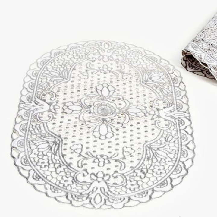 6Pc Oval Table Place Mat Set - PVC Non-Slip Dining Table Mats 12x18 cm