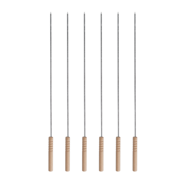 6Pcs BBQ Skewer - High-Quality Stainless Steel - Ergonomic Wooden Handles - Perfect for Outdoor Entertainment