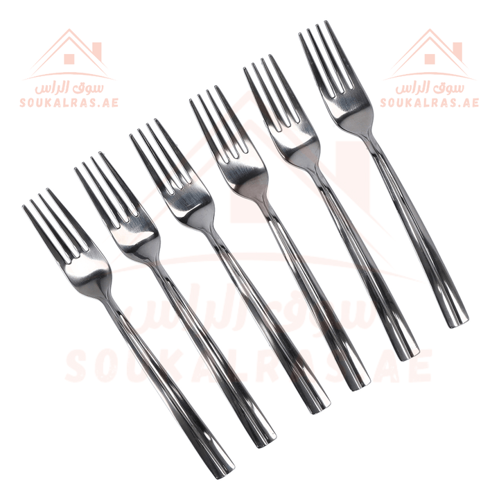 6Pc Stainless Steel Table Fork Set - 19.5cm - Souk Al RasSpoons & Forks