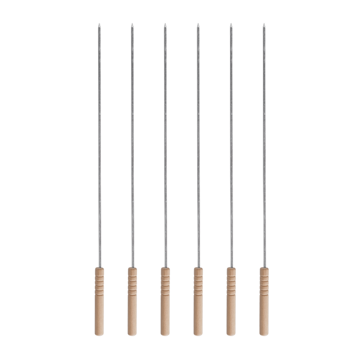 6Pcs BBQ Skewer - High - Quality Stainless Steel - Ergonomic Wooden Handles - Perfect for Outdoor Entertainment - Souk Al RasBBQ Grills