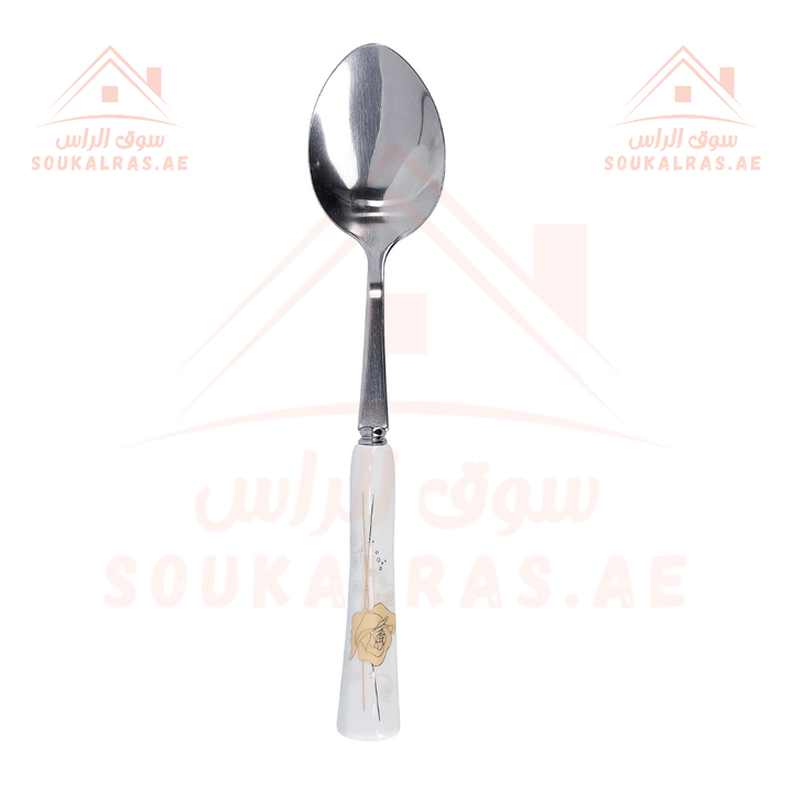 6Pcs Stainless Steel Tea Spoons - Floral Handle Pattern, Dishwasher Safe - Souk Al RasSpoons & Forks