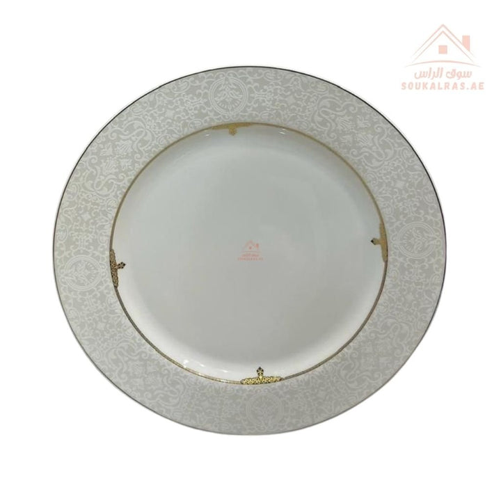 70 - Piece Fine Porcelain Dinner Set | Luxury White Dinnerware with Elegant Gold Pattern | Full Serving Set for 6 Guests - Souk Al Ras