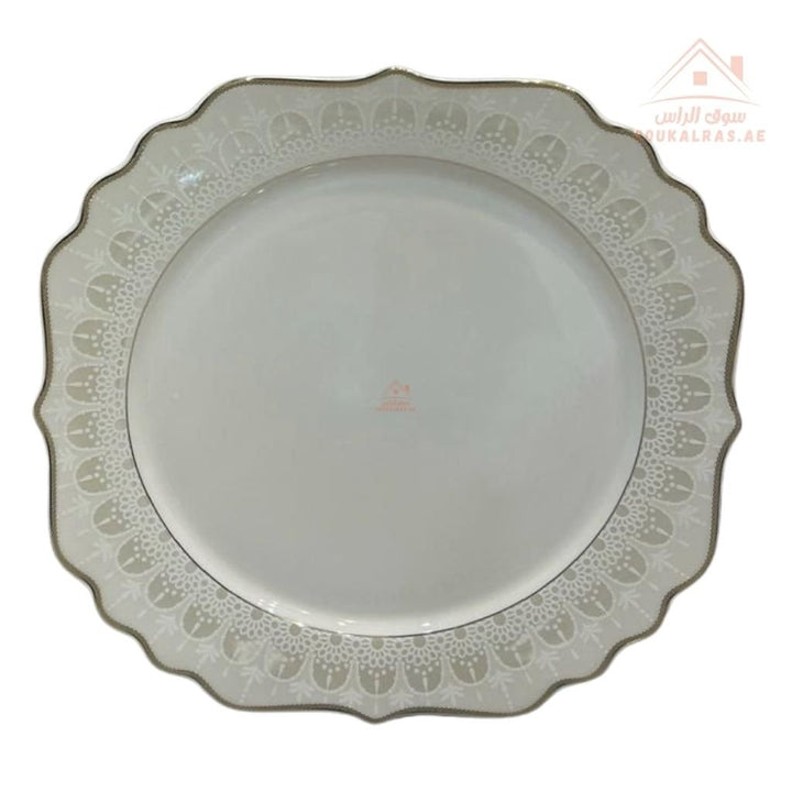 70 - Piece Fine Porcelain Dinner Set | Luxury White Dinnerware with Elegant Gold Pattern | Full Serving Set for 6 Guests - Souk Al Ras