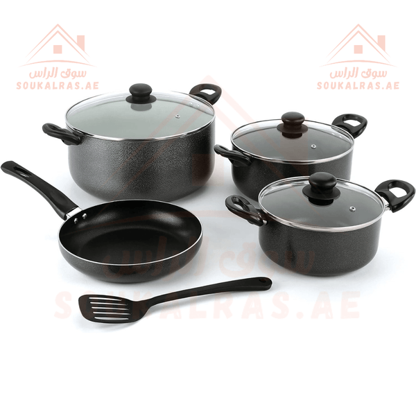 8 - Piece Nonstick Cookware Set with CD Bottom, Bakelite Handles, and Glass Lid - Souk Al RasCookware Sets