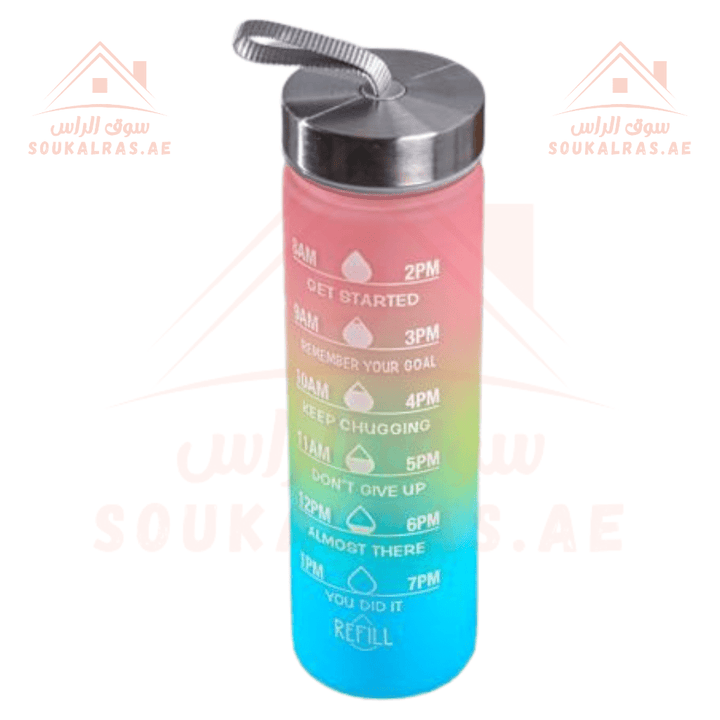 875ml Plastic Water Bottle with Motivational Time Marker - Stay Hydrated - Souk Al RasWater Bottles