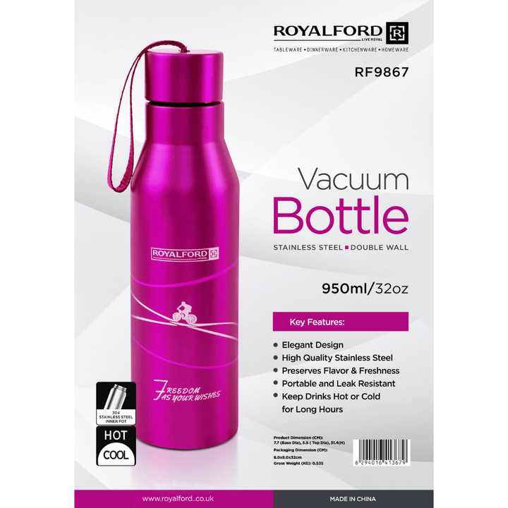 950ml Stainless Steel Vacuum Bottle | Pink Vacuum Flask | Keeps heat for hours | Hight Quality - Souk Al RasVacuum Flasks and Thermos