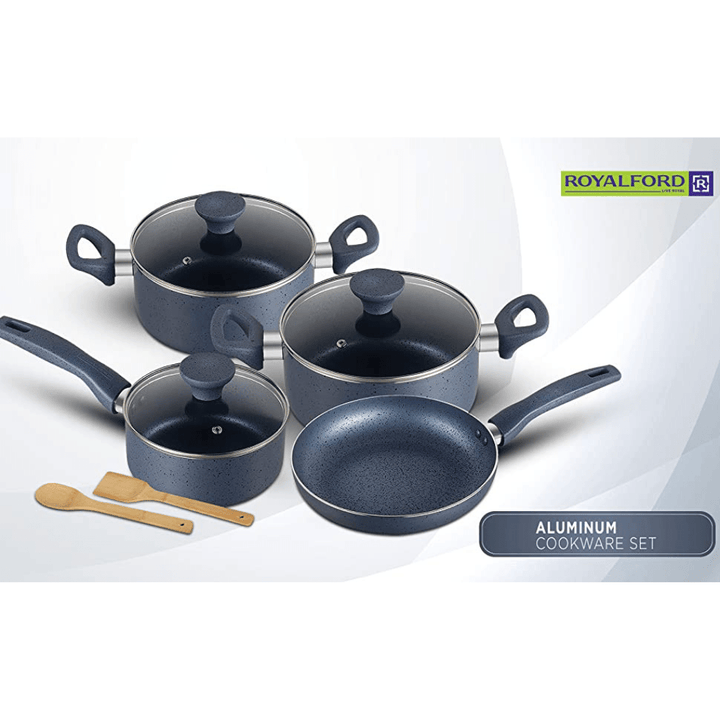 9Pcs Non - Stick Cookware Set - Durable, Scratch Resistant and Heat Resistant - Souk Al RasCookware Sets