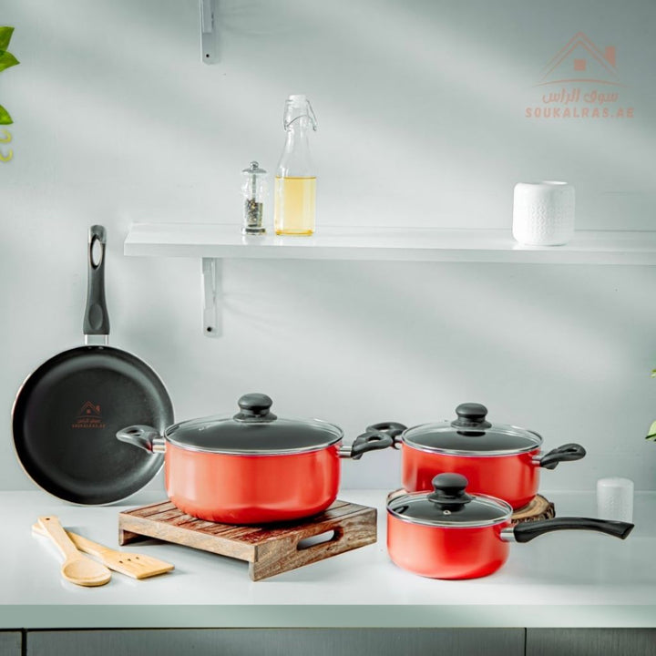 9Pcs Non - Stick Cookware Set - Durable, Scratch Resistant and Heat Resistant - Souk Al RasCookware Sets
