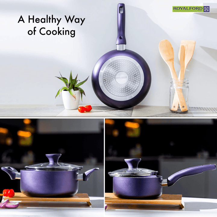 9Pcs Non - Stick Cookware Set - Durable, Scratch Resistant and Heat Resistant - Souk Al RasCookware Sets