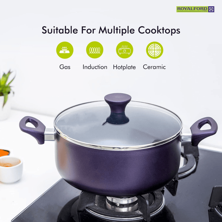 9Pcs Non - Stick Cookware Set - Durable, Scratch Resistant and Heat Resistant - Souk Al RasCookware Sets