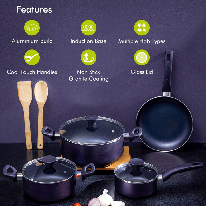 9Pcs Non - Stick Cookware Set - Durable, Scratch Resistant and Heat Resistant - Souk Al RasCookware Sets