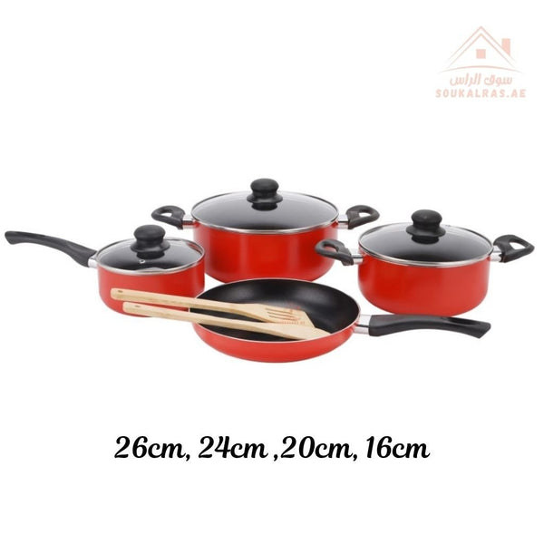 9Pcs Non - Stick Cookware Set - Durable, Scratch Resistant and Heat Resistant - Souk Al RasCookware Sets