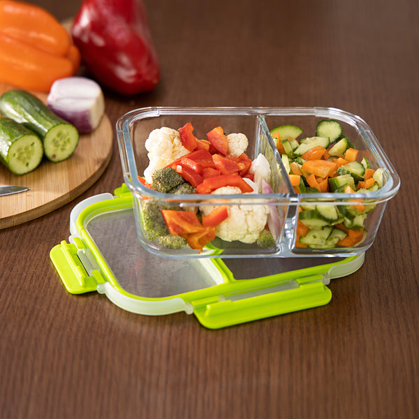 Air Tight Food Container - Clear & Green 640ml