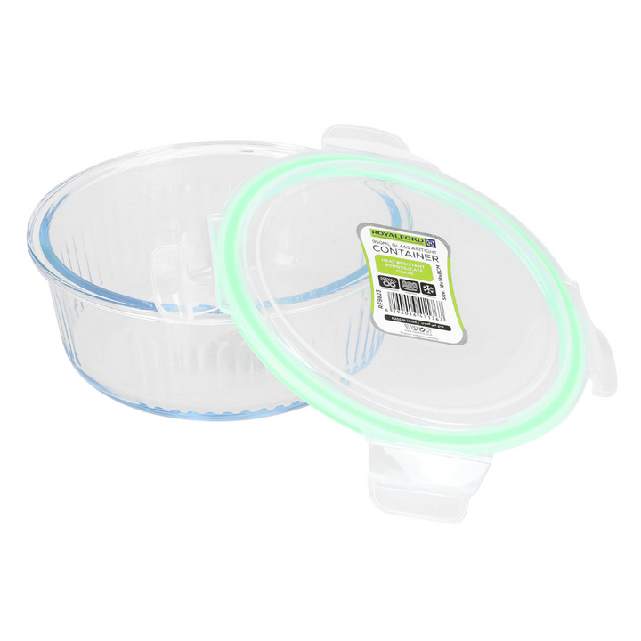 Airtight Glass Container - Portable Glass Round Container - Food Storag 950ml