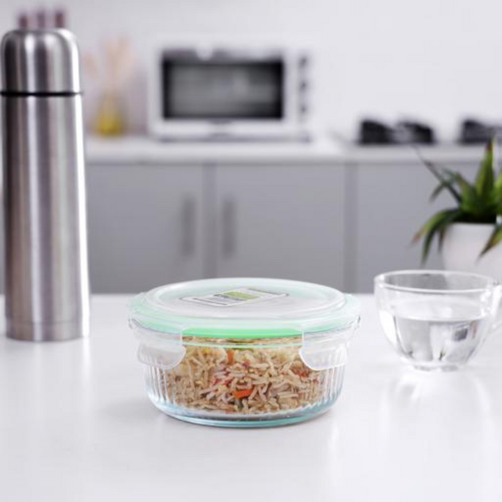 Airtight Glass Container - Portable Glass Round Container - Food Storag 950ml