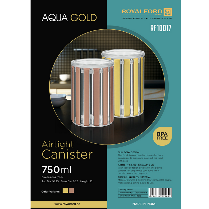 Aqua Gold Airtight Canister - Premium Quality 750ml