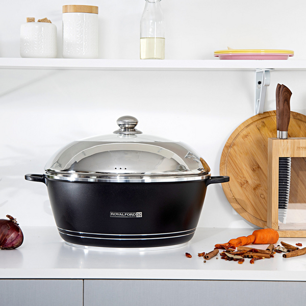 Black & Stainless Steel Classic Die-Cast Aluminum Casserole 36CM