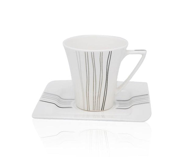 Bone China Porcelain Cup & Saucer 6 Pieces
