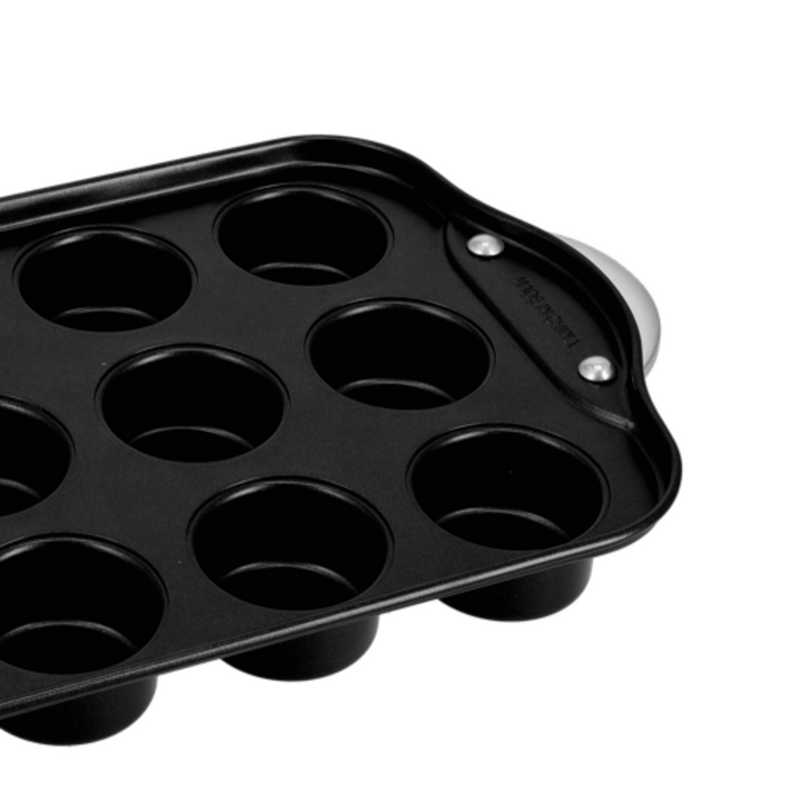 Carbon Steel Muffin Pan with Loose Base - Non-Stick Coating - 12 Cups Baking Pan