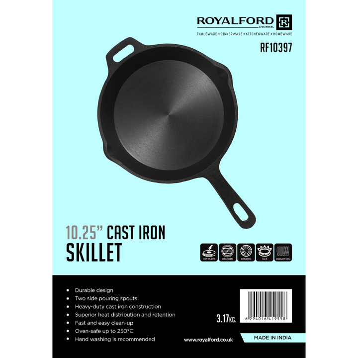 Cast Iron Skillet - Pre-Seasoned Fry Pan 26CM