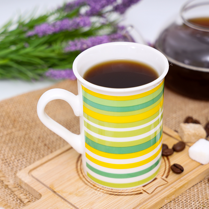 Ceramic Mug - Colorful Striped Design 10 Oz