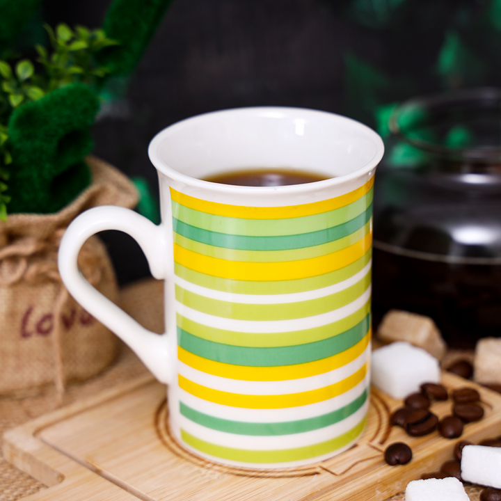 Ceramic Mug - Colorful Striped Design 10 Oz