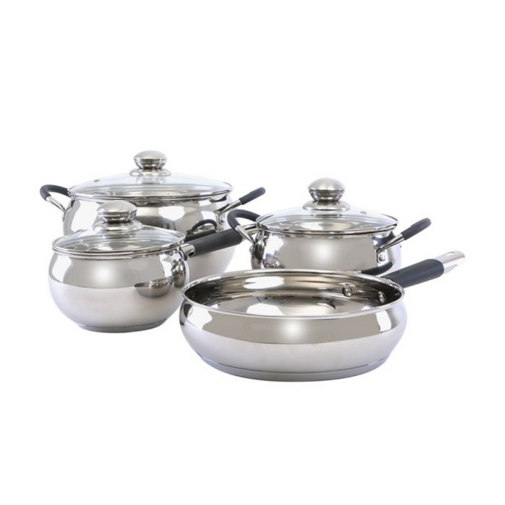 Cookware Set of 7 - Highly Durable Design - PFOA Free - Silver Stainless Steel