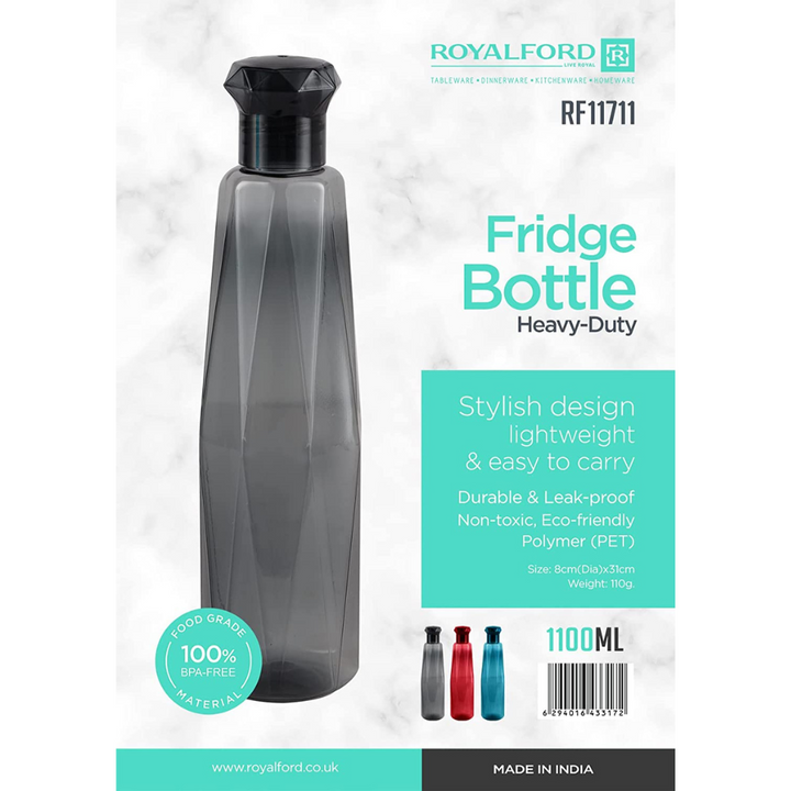 Fridge Bottle - Grey, Leak-Proof, BPA-Free & Eco-Friendly 1100ml