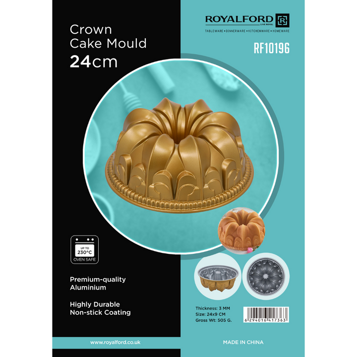 Crown Cake Mould - Aluminium - Non-Stick Coating 24Cm