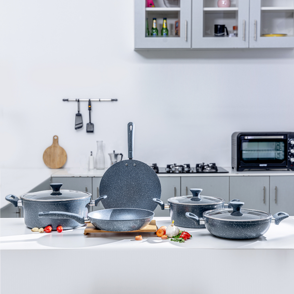 Forged Aluminium Cookware Set - Granite Coating - Induction Compatible 10pcs