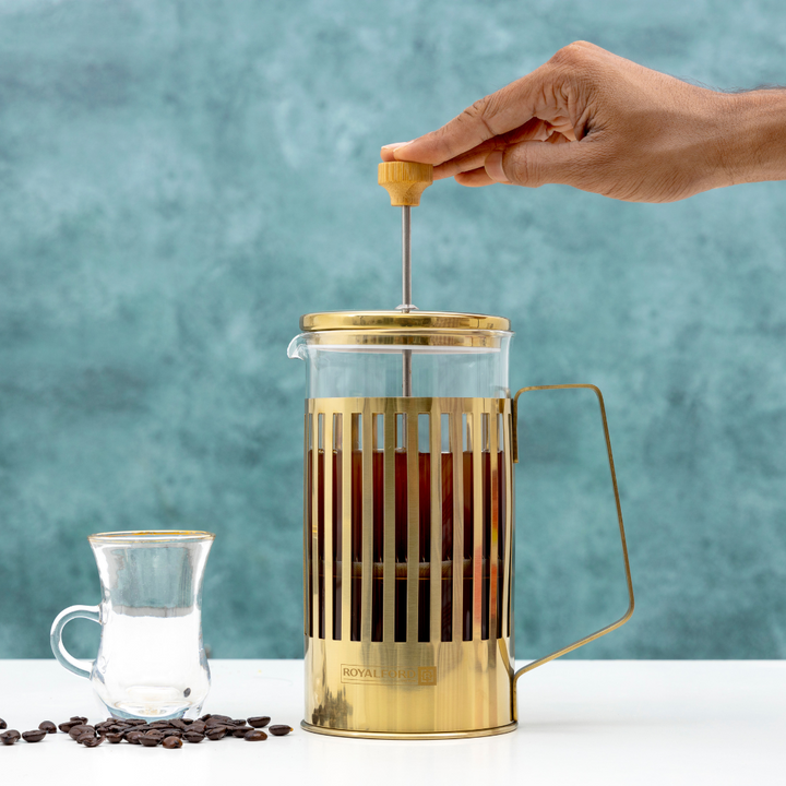 French Press Coffee Maker - Borosilicate Glass Jar - Stainless Steel Frame 1000ml