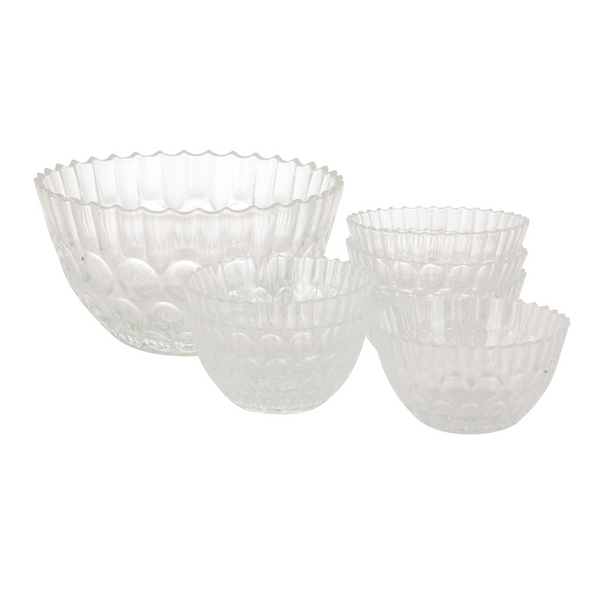 Glass Bowls Set - Bubble Design Bowls 7pcs