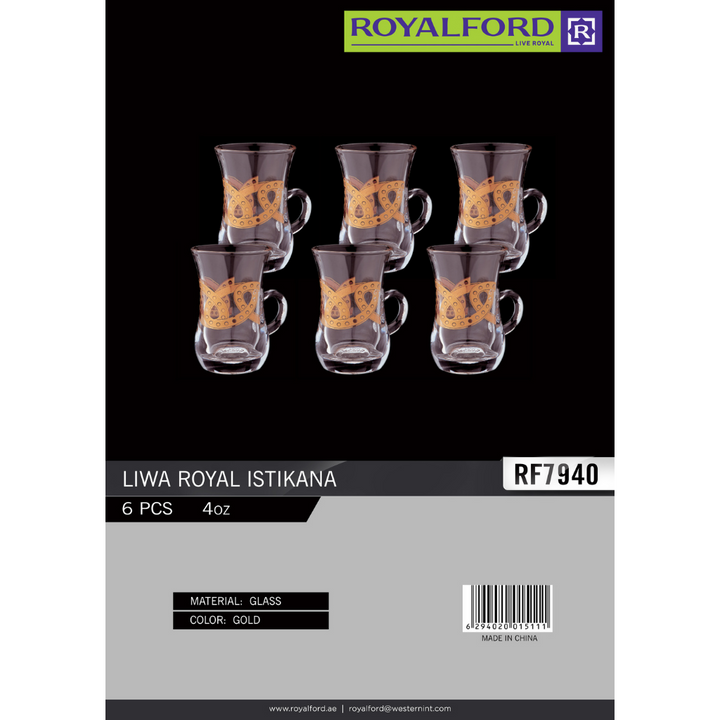 Glass Liwa Royal Istikana - Classic Design 6 Pcs