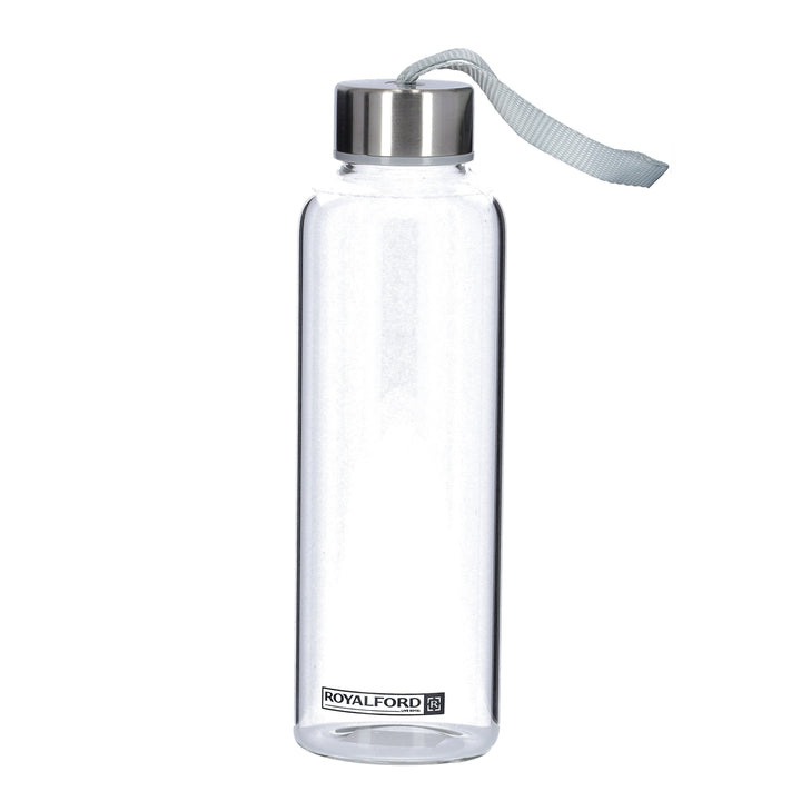 Glass Water Bottle with Neoprene Bag - Portable Steel Cap - Lead-Free 500ml