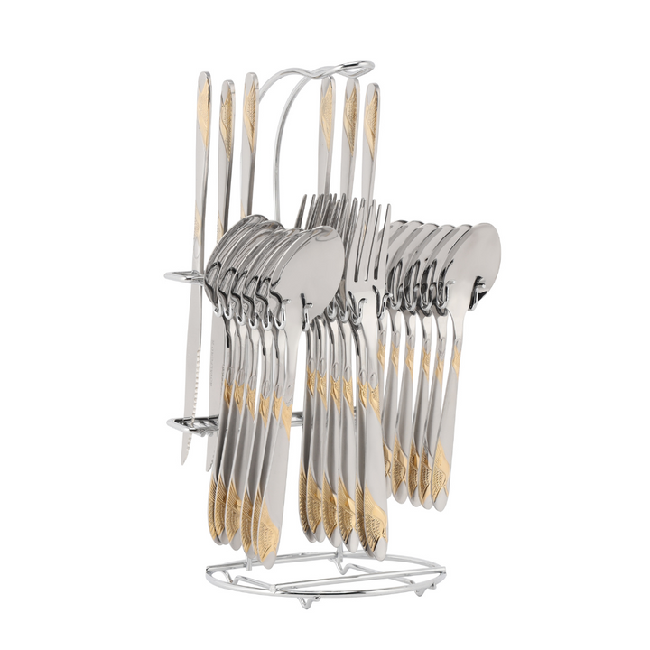 Gold Plated Stainless Steel Cutlery Set 25Pcs