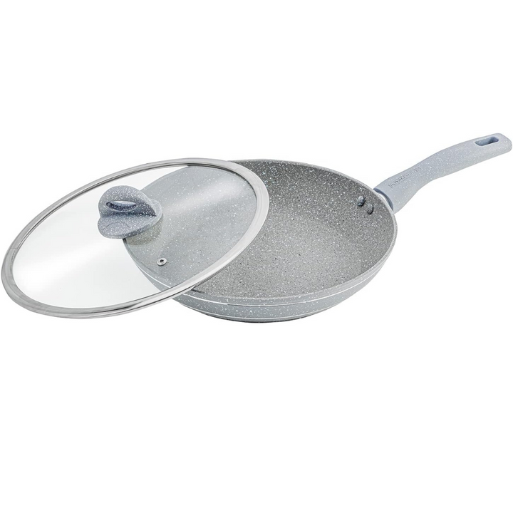 Granite Coated Smart Frypan with Lid - Grey 28CM